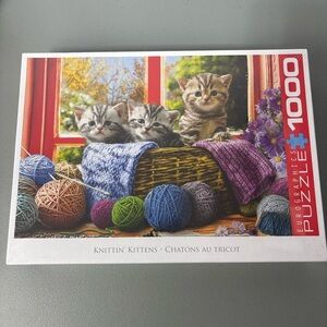 Eurographics Puzzle 1000 Piece NEW Knittin' Kittens 19x26" Sealed